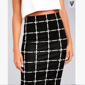 NWOT Lulu’s B&W Pencil Skirt
